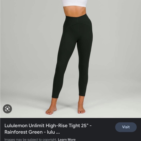 LULULEMON Unlimit HR Tight leggings 25 Forest Green Size 2 - Picture 3 of 8